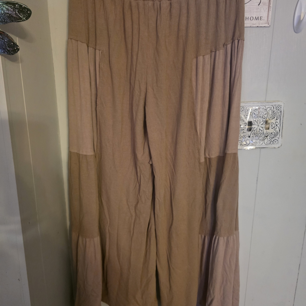POL Women’s Wide-Leg Patchwork Lounge Pants - Taupe Mix